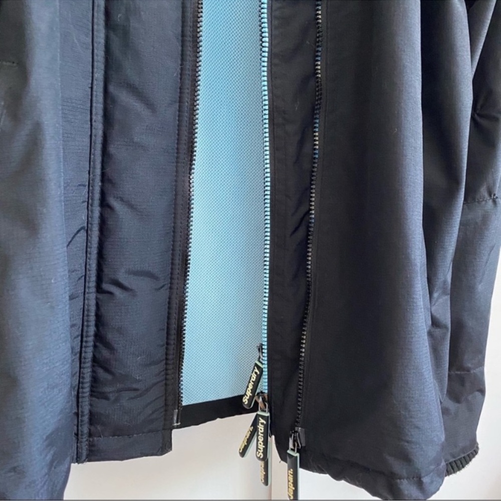 Superdry Black and Blue Ski Jacket Weather-Resistant Windcheater Size XL - Picture 11 of 12